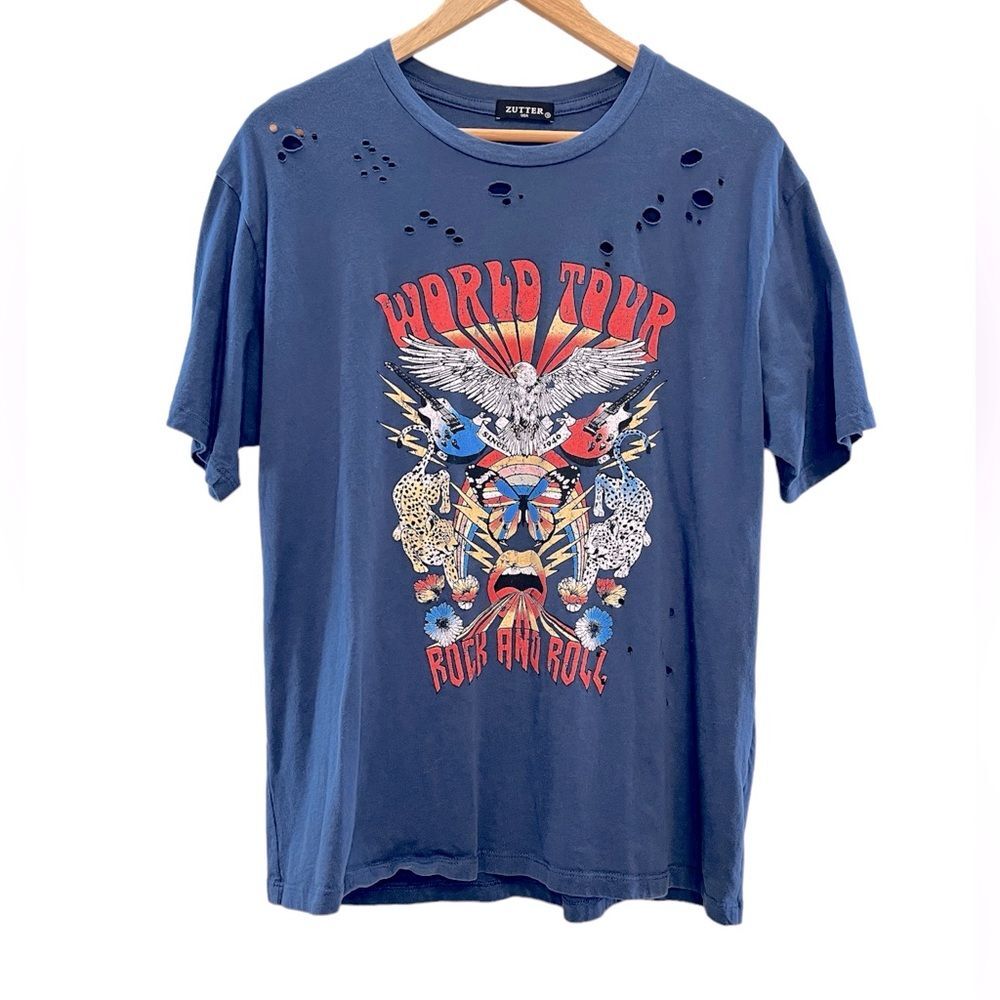 Urban Outfitters Zutter Rock and Roll Distressed Short Sleeve Graphic Tee Size S